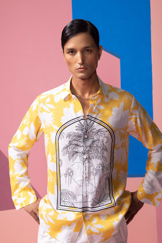 YELLOW WINDOW PANE FULL SLEEVE SHIRT