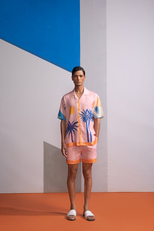 COSMIC SCAPE POLO SHIRT WITH SHORTS