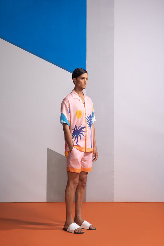 COSMIC SCAPE POLO SHIRT WITH SHORTS
