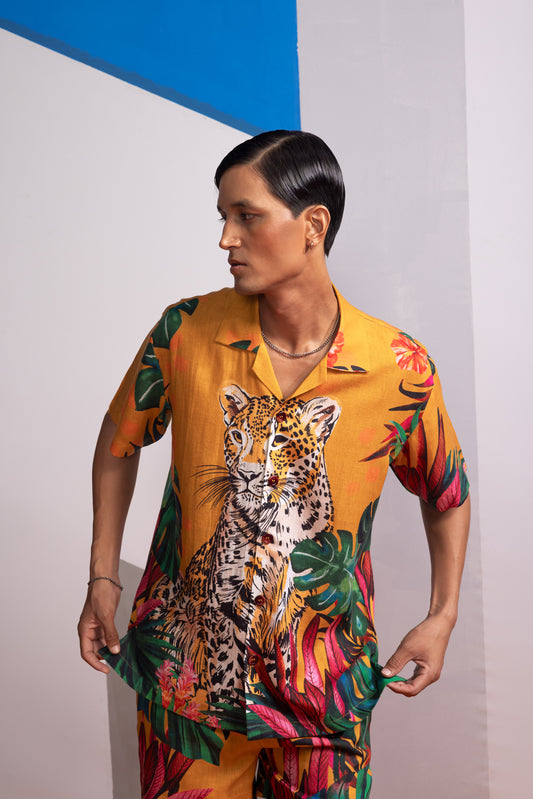 FERAL FLORA - MUSTARD POLO SHIRT