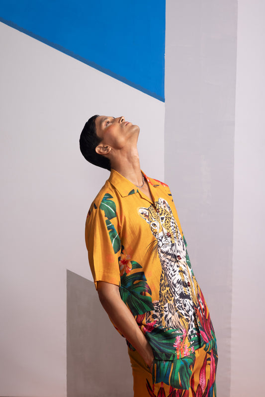 FERAL FLORA - MUSTARD POLO SHIRT