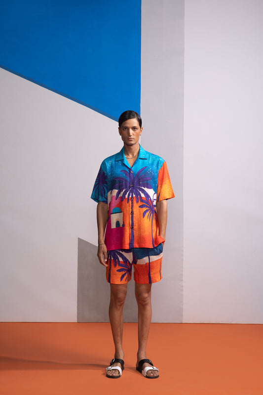 MOONKISSED TROPICS POLO SHIRT WITH SHORTS