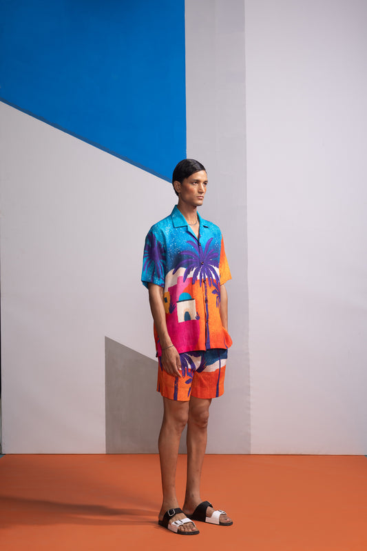 MOONKISSED TROPICS POLO SHIRT WITH SHORTS