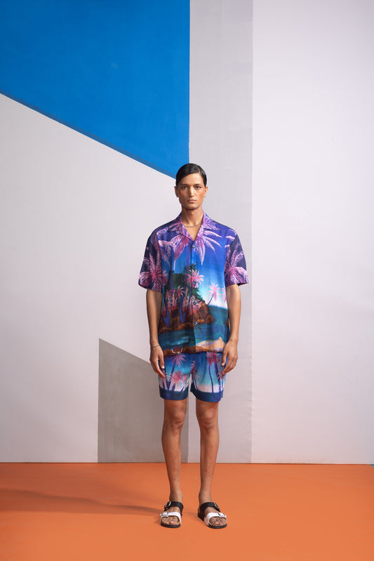 SEAFOAM STARDUST POLO SHIRT WITH SHORTS