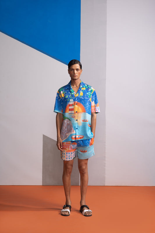 LEMONS AND BOATS POLO SHIRT WITH SHORTS
