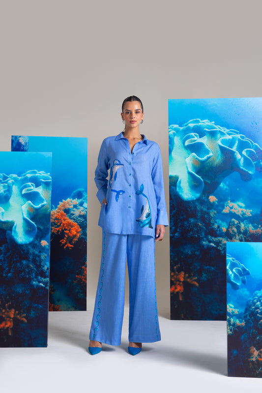 Flotsam fashion dolphin printed shirt with pants