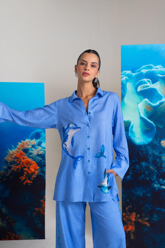 Flotsam fashion dolphin printed shirt with pants