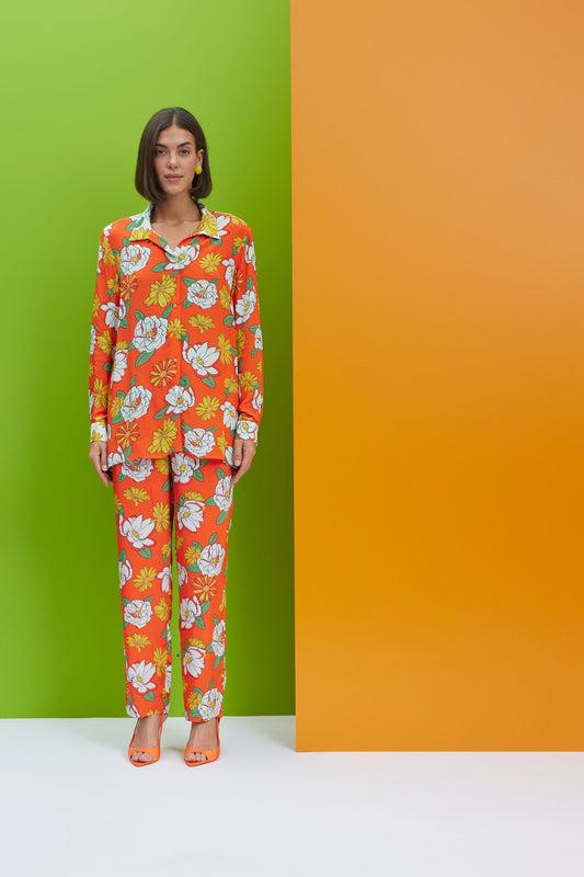 floral frolic - Over Size Shirt With Straight Pants