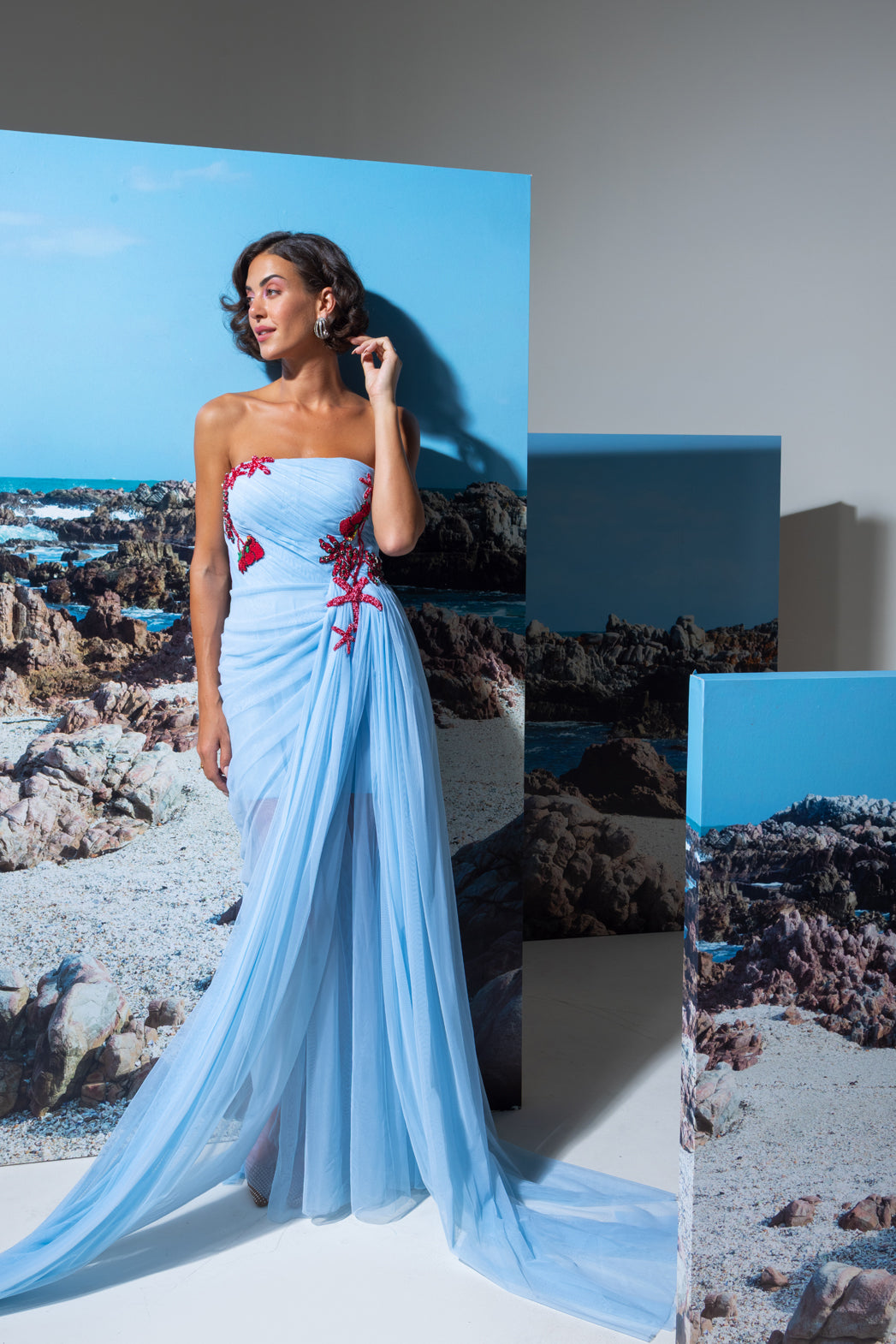 Ice Blue Mer Mood Designer Dress
