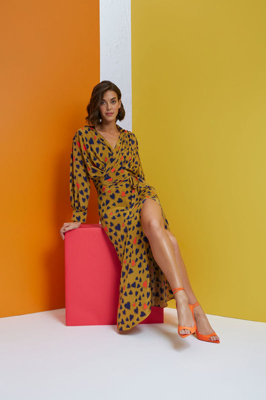 reality check-Wrap Around Top With  High Slit Skirt