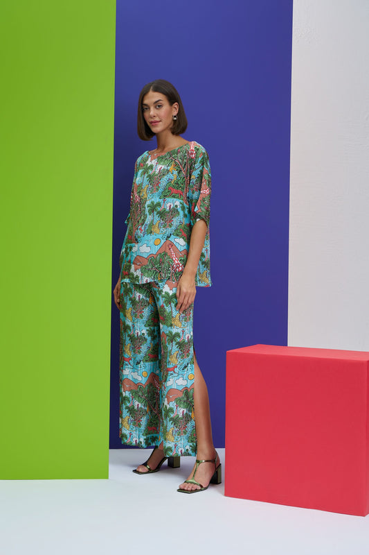 stop & stare - Boxy Top With Slitted Pants