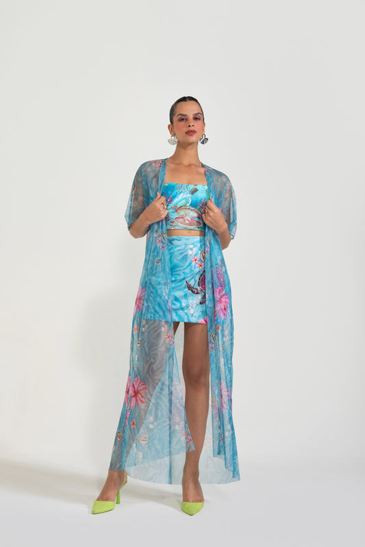 Aqua Blue Turtle Me Softly Skirt Set
