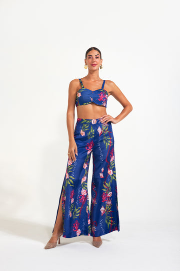 Kiss My Clams - Electric Blue Floral Print Pant Set