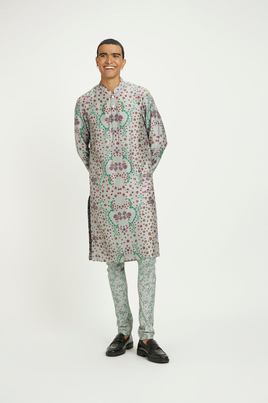 Stone Grey Ornate Kurta Set