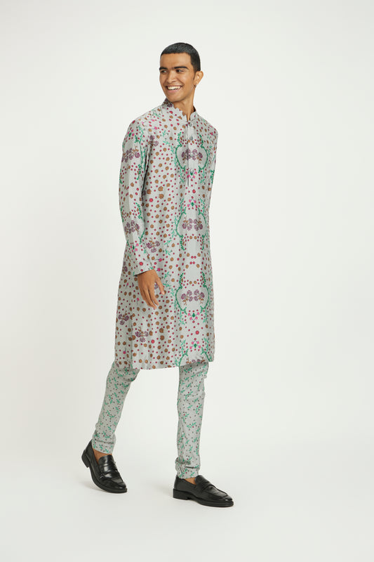Stone Grey Ornate Kurta Set