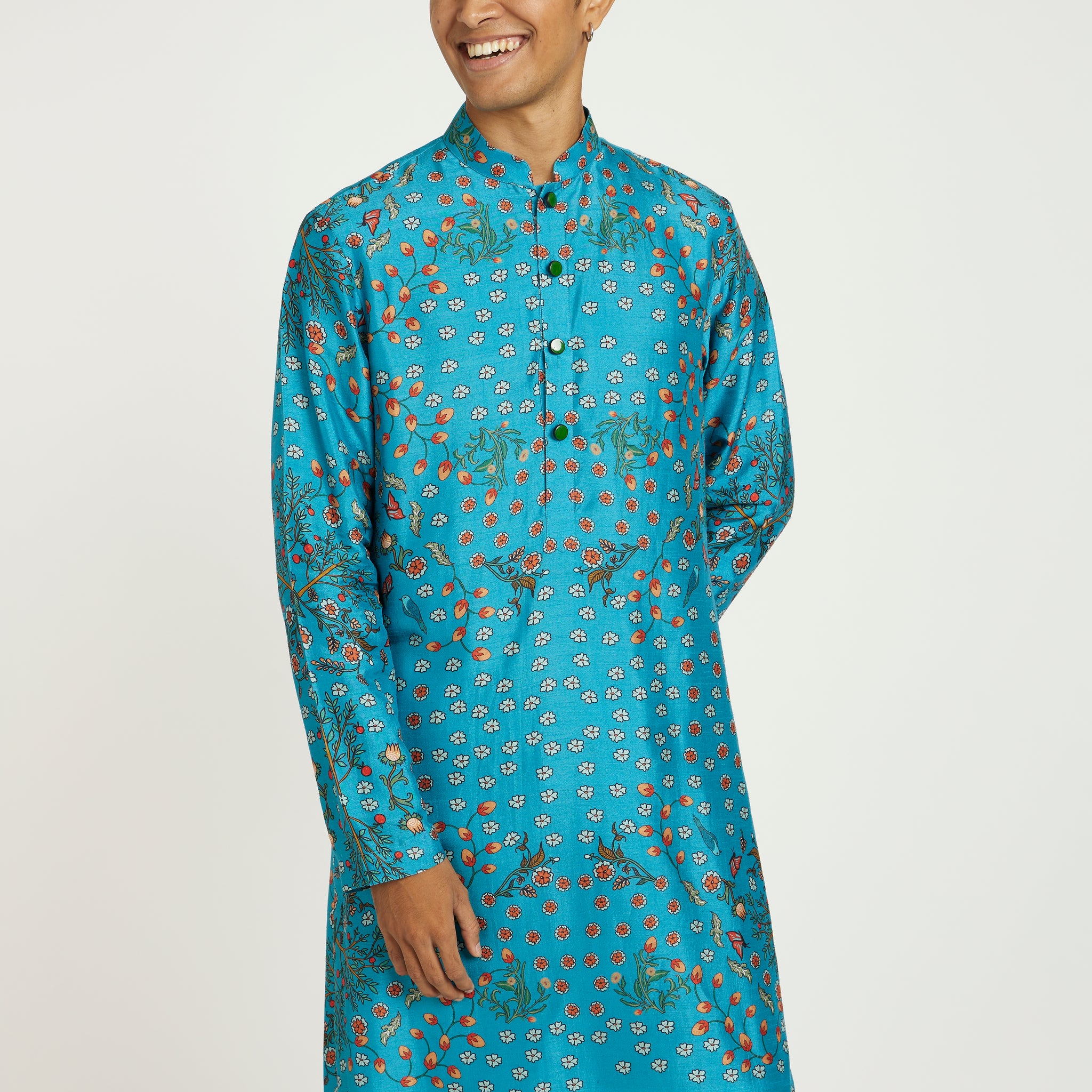 Moonlit Blue Accents Kurta Set