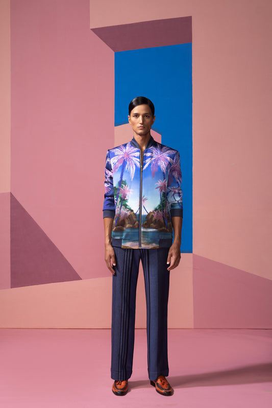 SEAFOAM STARDUST BOMBER JACKET WITH RIBBED PANTS