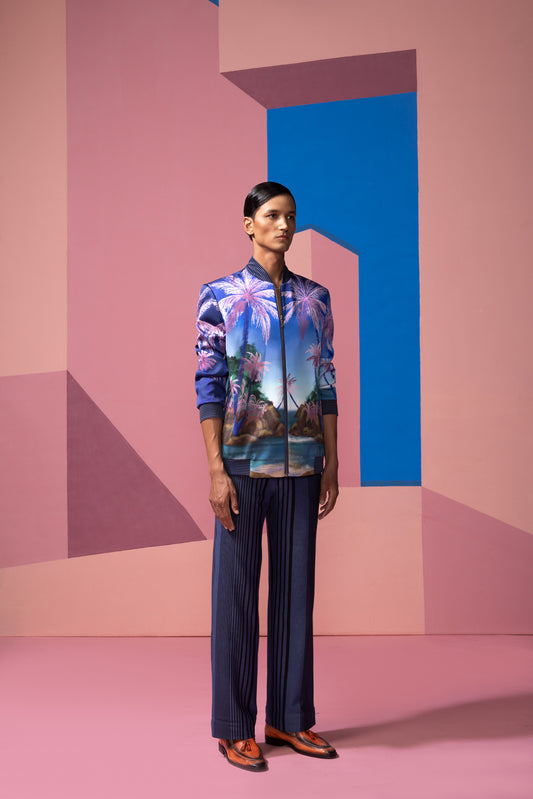 SEAFOAM STARDUST BOMBER JACKET WITH RIBBED PANTS