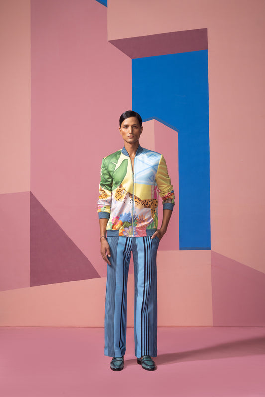 SLEEPY CAT BOMBER JACKET WITH RIBBED PANTS