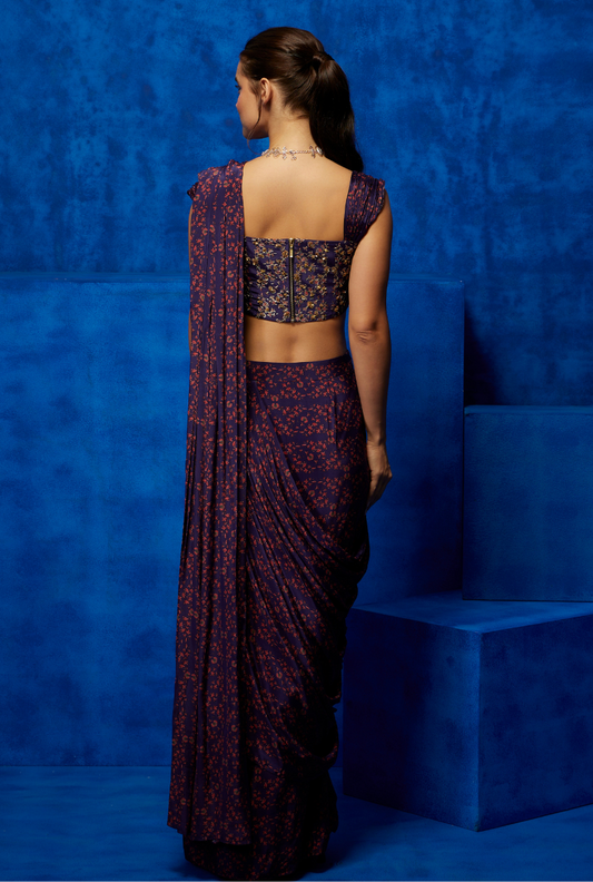 Amethyst Blossom- Drape Saree