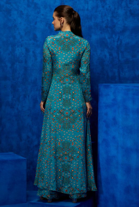 Azure Blossom- Victorian Drape Gown