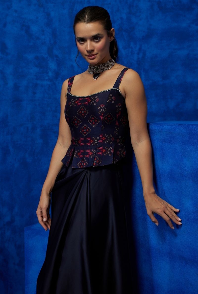 Corset Top with Drape Skirt