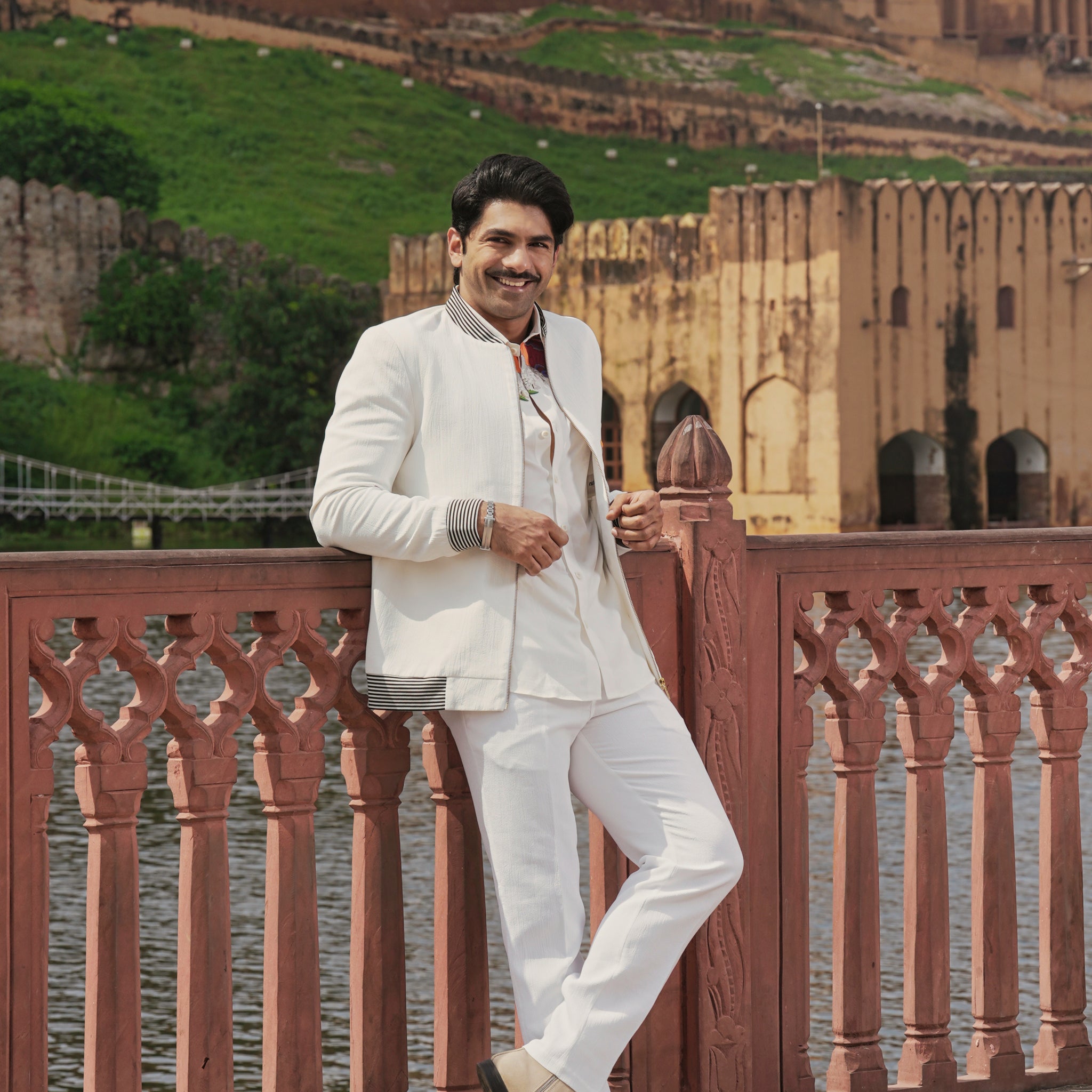 Taha Shah in our Songbird Bomber Jacket With Pants