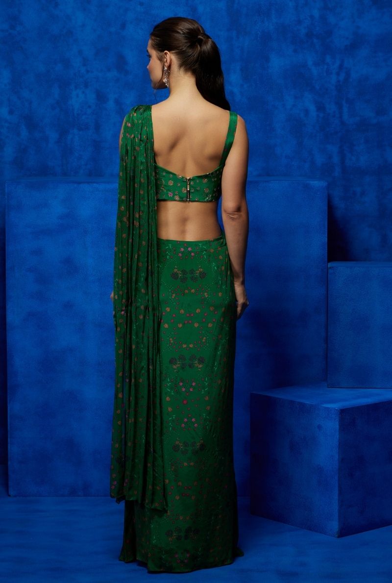 Emerald Bloom- Drape saree 1