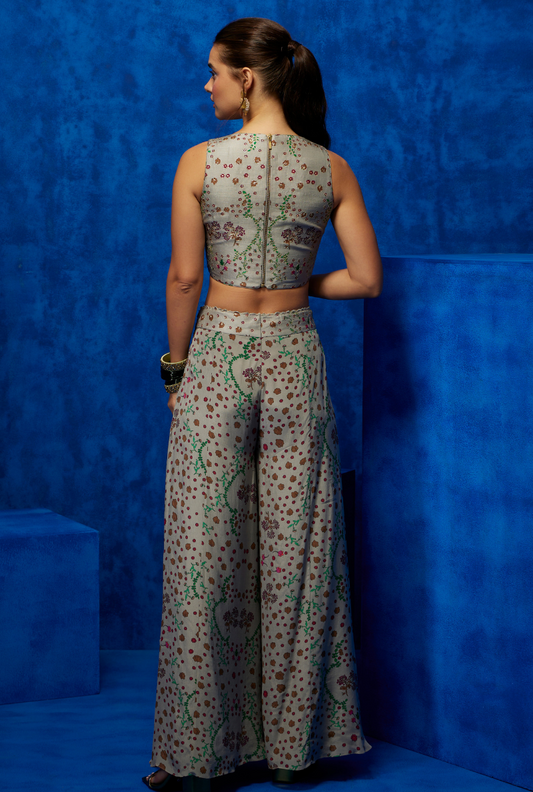 Misty Bloom- Crop Top and Palazzo Set