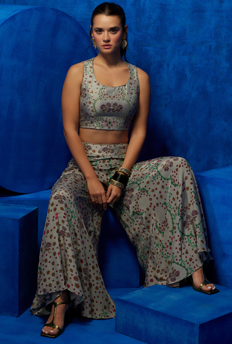 Misty Bloom- Crop Top and Palazzo Set 3