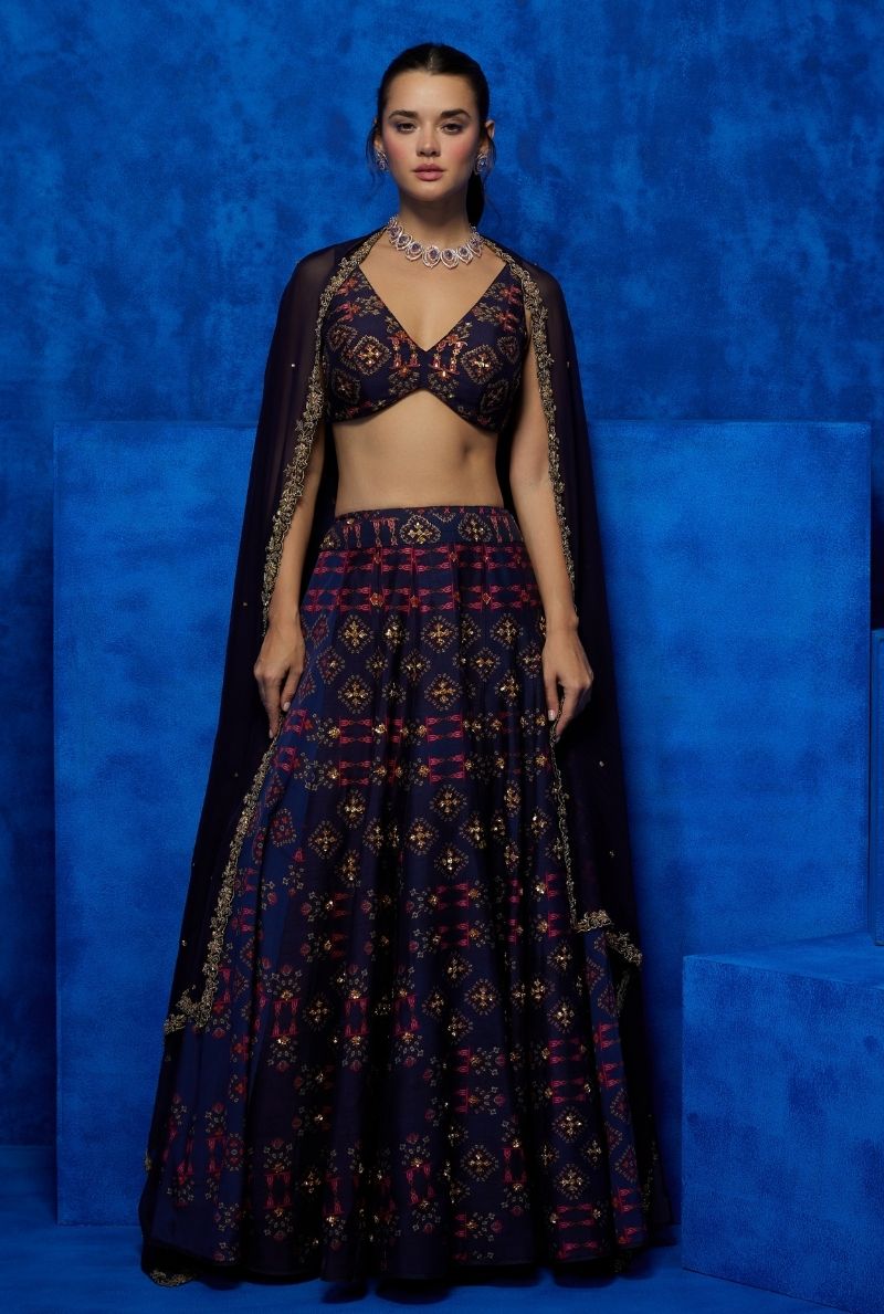 Starry Night Blooms Purple Lehenga Set