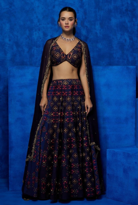 Starry Night Blooms Purple Lehenga Set