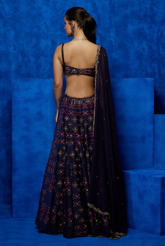 Starry Night Blooms Purple Lehenga Set