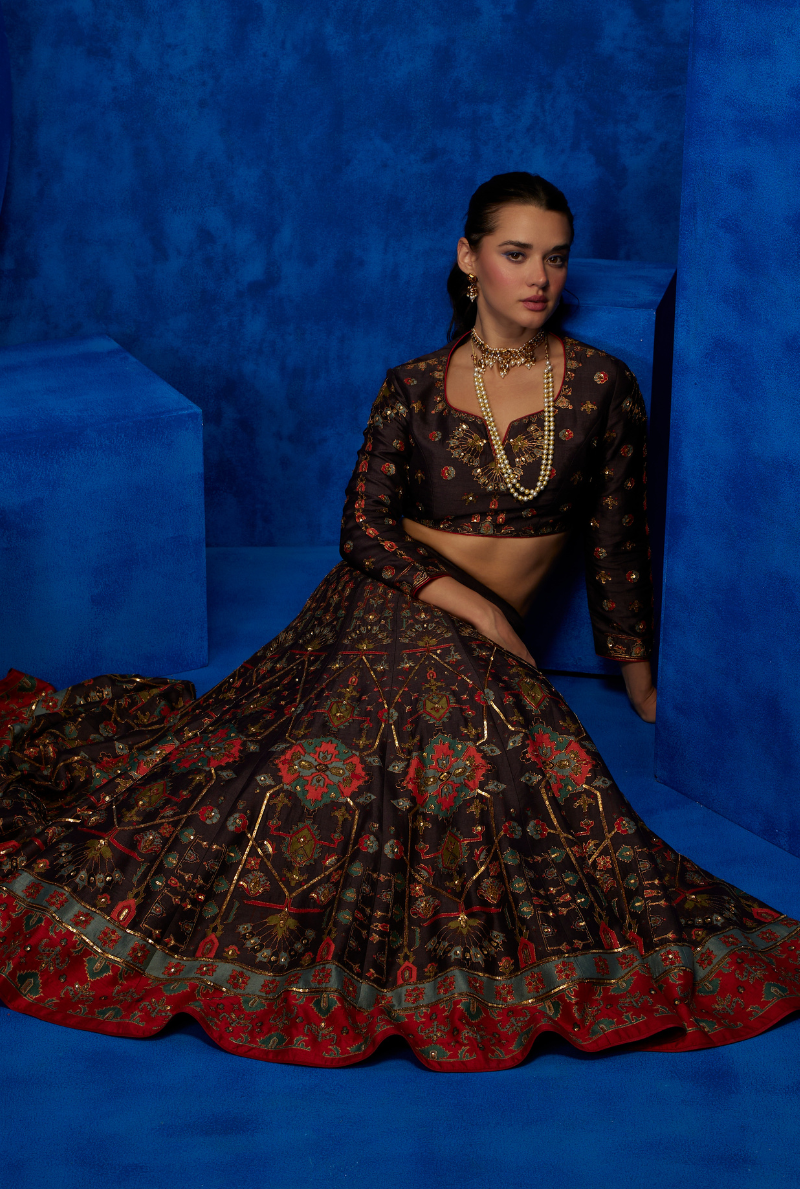 Nocturnal Petal-Embroidered Lehenga Set 3