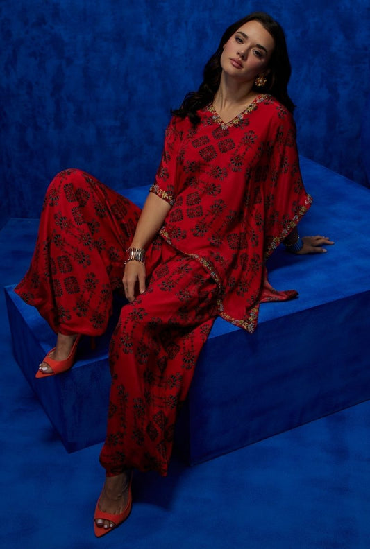 Tangerine Twilight- Kaftan with drape pants
