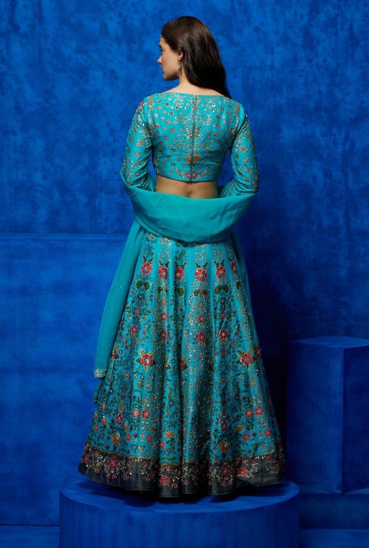 Turquoise Lehenga Choli - Azure Bloom