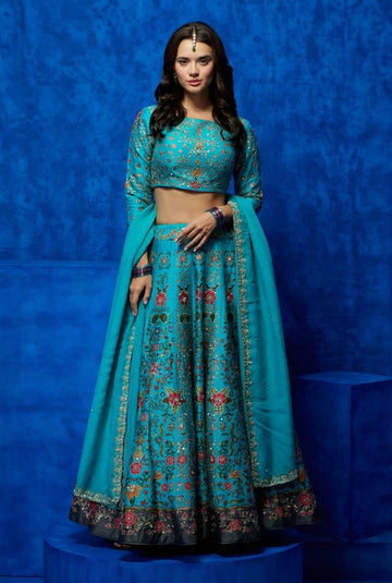 Turquoise Lehenga Choli - Azure Bloom