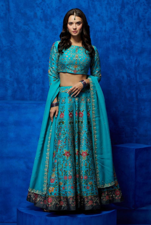 Turquoise Lehenga Choli - Azure Bloom