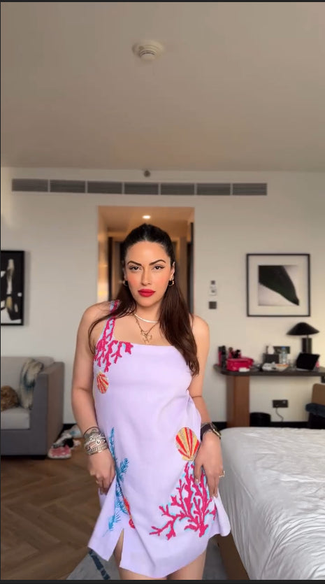 Himani Rajiv Shah In Our Sleeveless Square Neck Dress Lilac