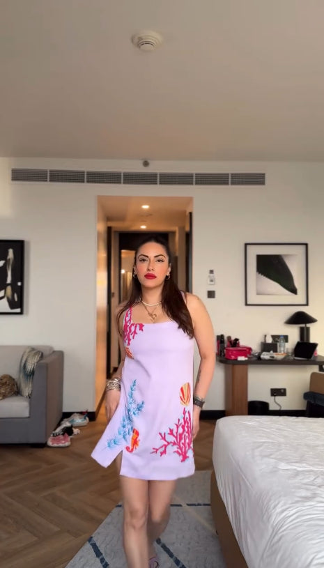 Himani Rajiv Shah In Our Sleeveless Square Neck Dress Lilac