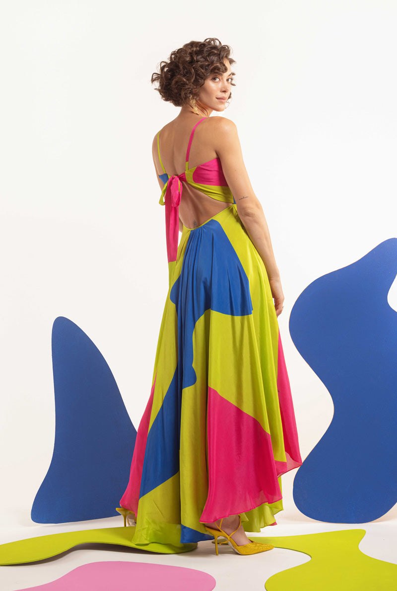 Back tie up high low maxi - Designer Clothing Store