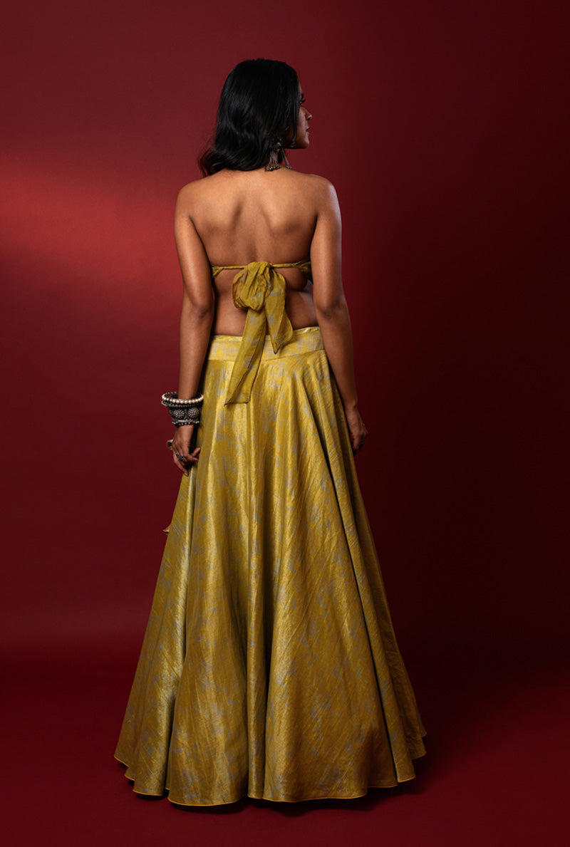 kasab satin lehenga 