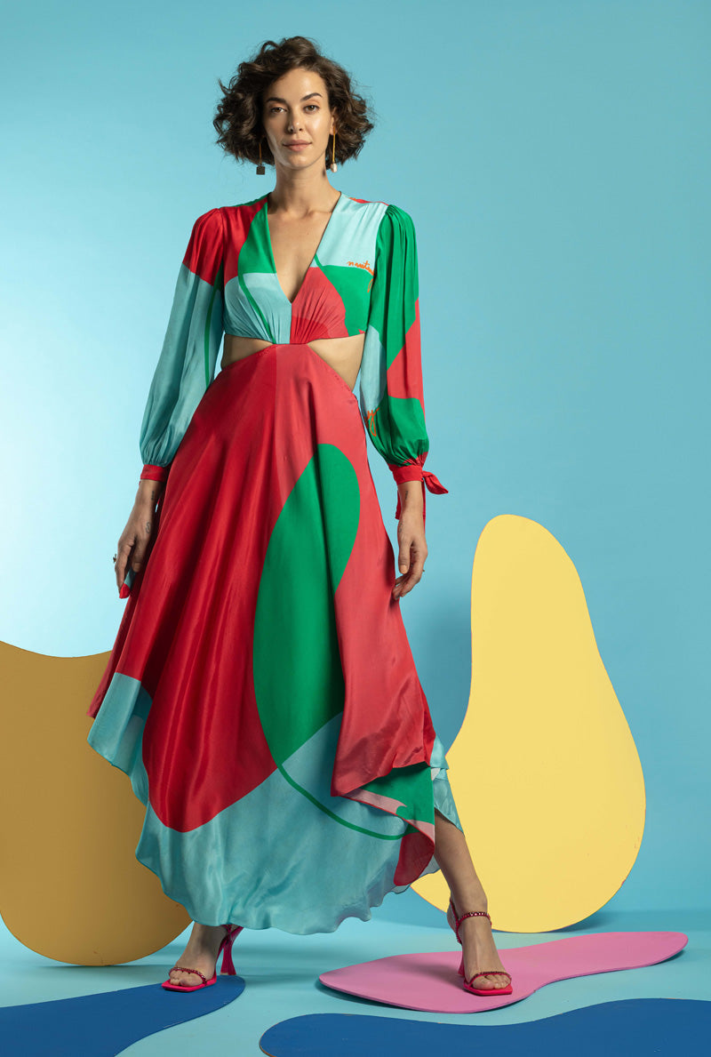 Side Cut Out High-Low Dress - Designer Clothes