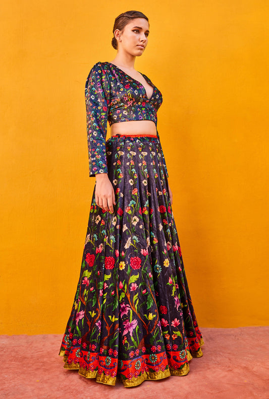 PRUSSIAN BLUE LEHENGA SET