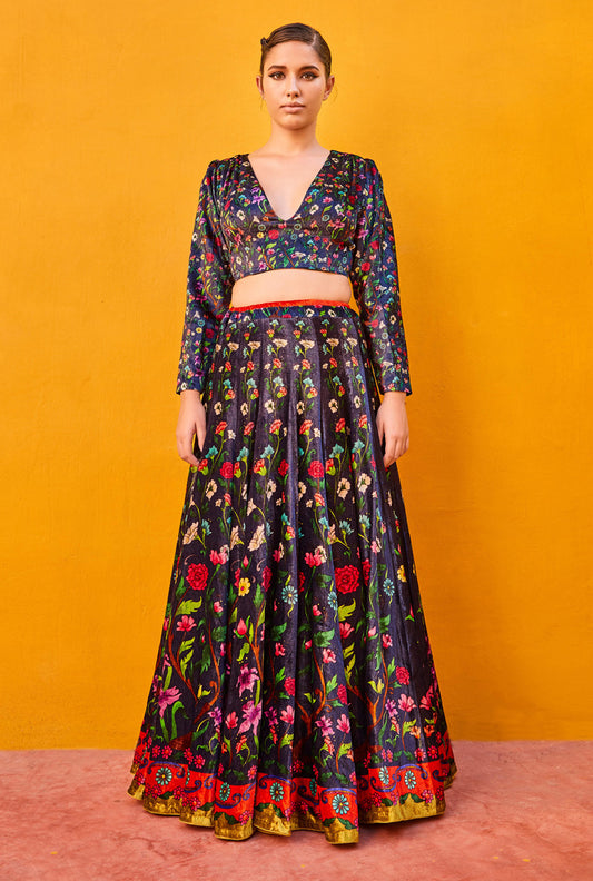PRUSSIAN BLUE LEHENGA SET