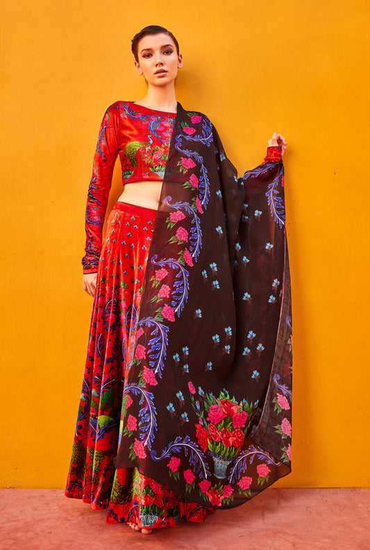 RED LEHENGA SET