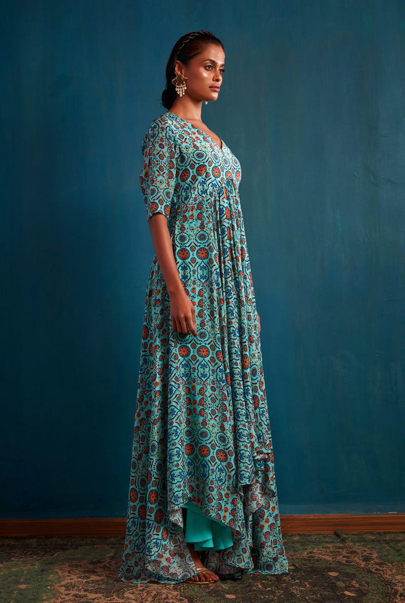 Ladies Blue High-Low Maxi Dresses