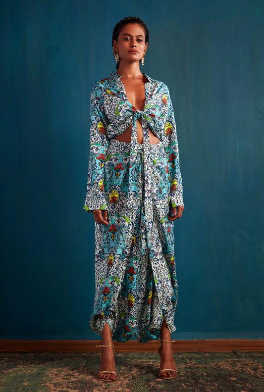 Blue Dhoti Co-Ord Set
