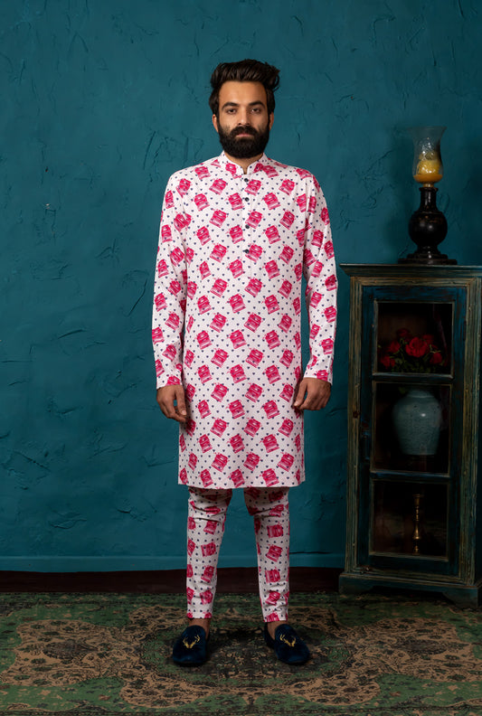 BLUSH PRINTED KURTA SET