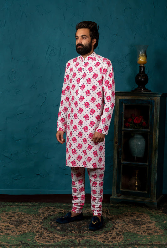 BLUSH PRINTED KURTA SET